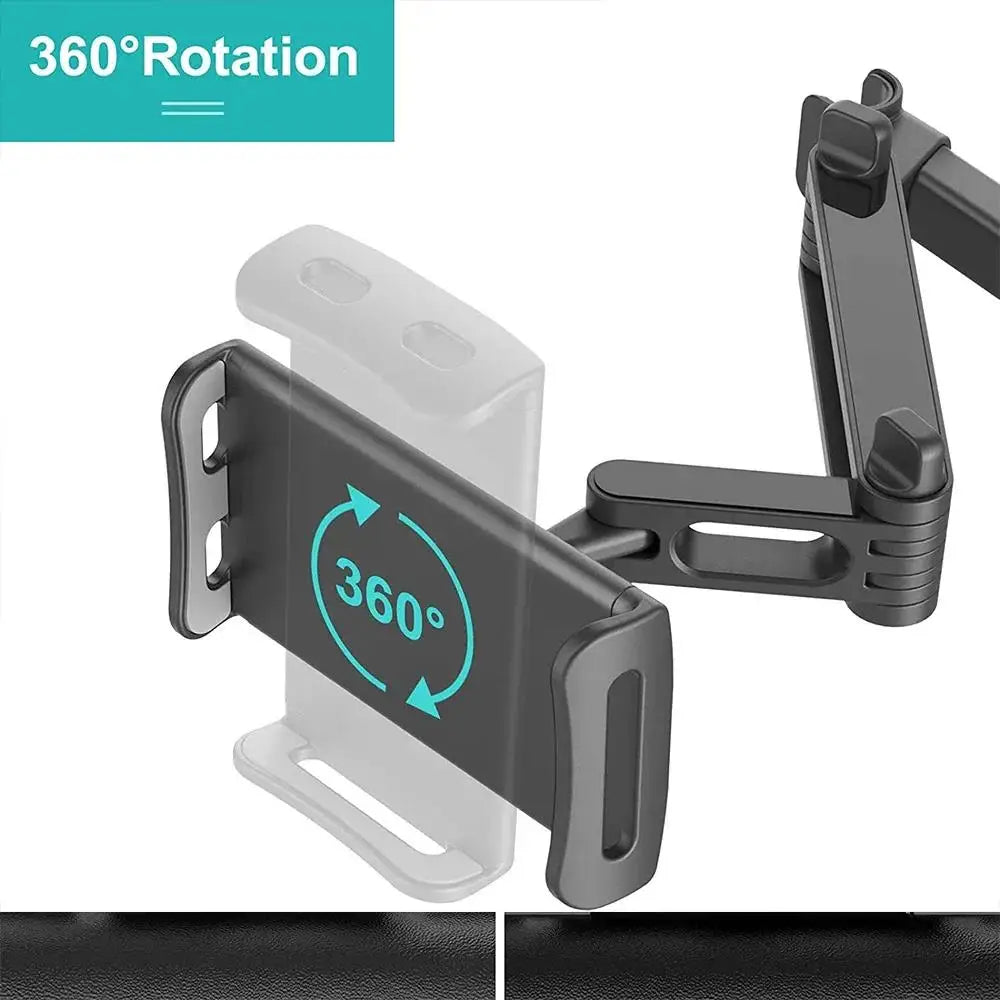 Soporte telescópico para teléfono o tableta del reposacabezas del coche, giratorio, para el asiento trasero, soporte universal y accesorios