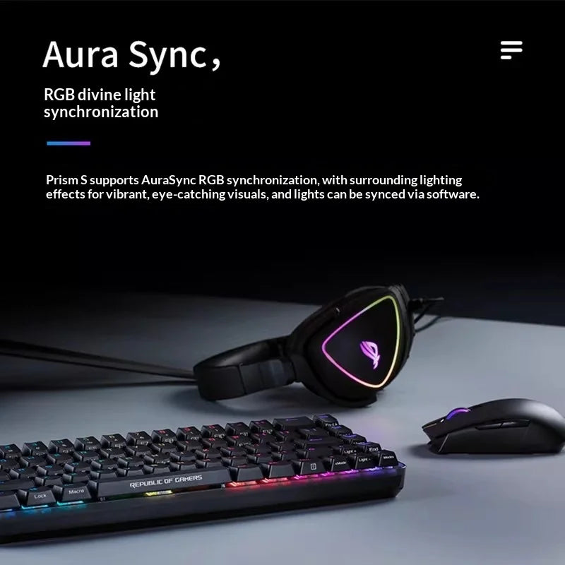 ROG Prism Casque de jeu supra-auriculaire léger 7.1 Casque de jeu RVB Éclairage Aura Sync Prism 2 Cadeaux Casque de jeu