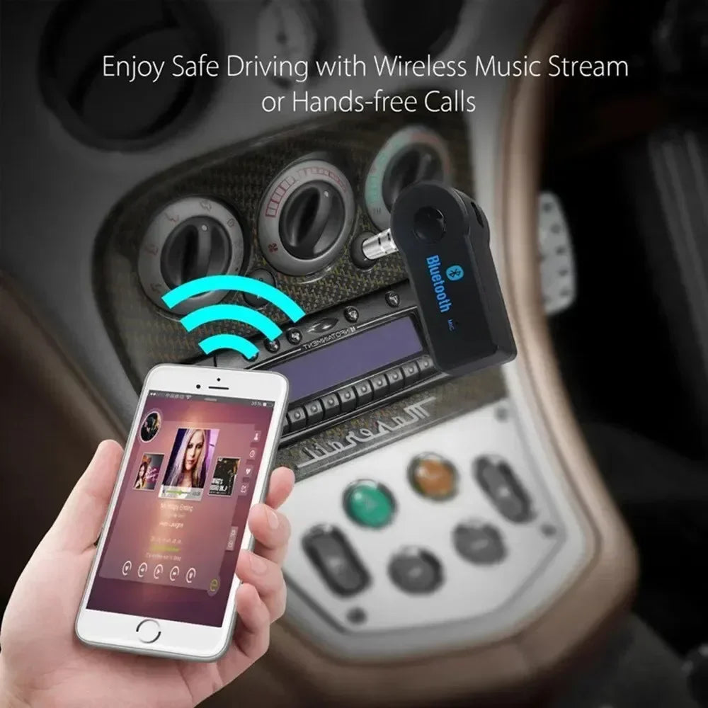 Bluetooth 5.0 Wireless Audio Receiver 3.5mm AUX Car Adapter Hands-Free Call Stereo Music Converter Wireless Audio Adapter in Car