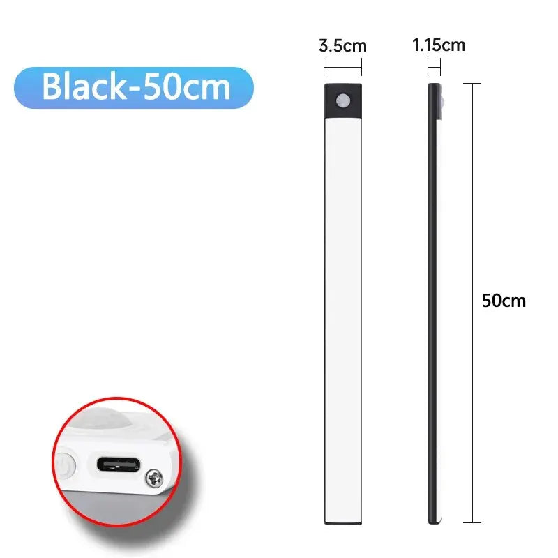 Ultra Thin Wireless LED Cabinet Light Motion Sensor USB TypeC Rechargeable Magnetic Dimmable 3Colors Indoor for Kitchen Wardrobe