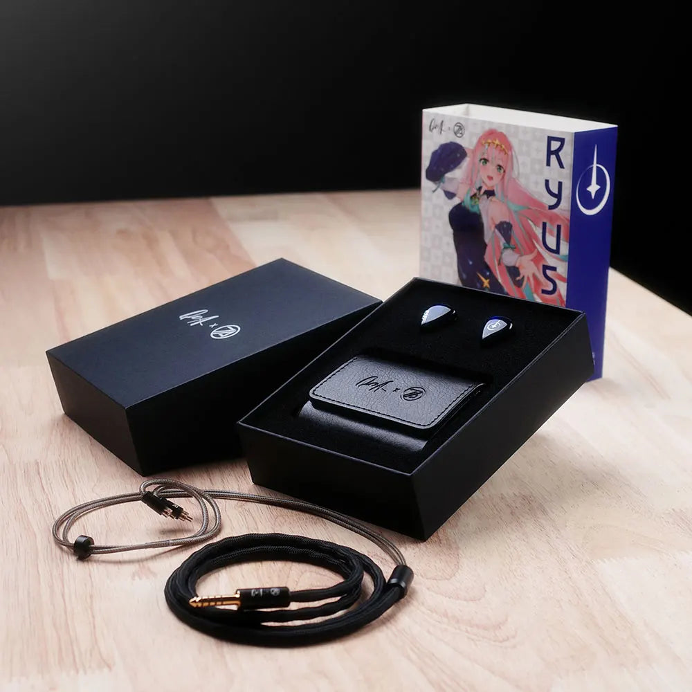 New QoA X 7th Acoustics Ryusei Headphone Single Nano Gold Plated Dynamic Driver In Ear Earphones With HiFi Earbuds Cable Plug