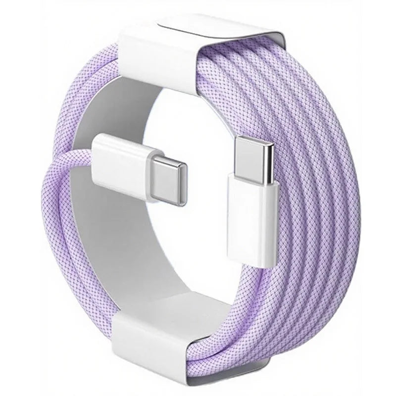 Cable de carga rápida USB-C a USB-C trenzado de nailon con PD de 60W para iPhone 17, 16 y 15 / Pro Max, compatible con carga rápida Samsung Type-C