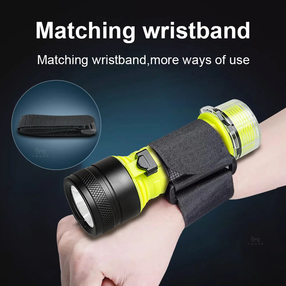 New Portable Professional LED Diving Flashlight Strong Light Underwater Torch IPX8 Waterproof Scuba Dive Flashlight Fishing Lamp