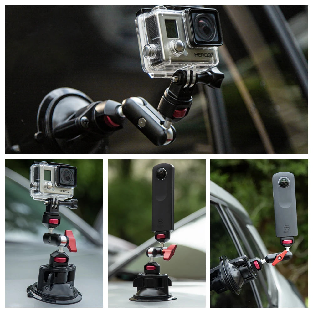 Camera Suction Cup Car Mount with Phone Holder Windshield Window Dashboard Boats Vehicle Attach for GoPro Insta360 DJI Action