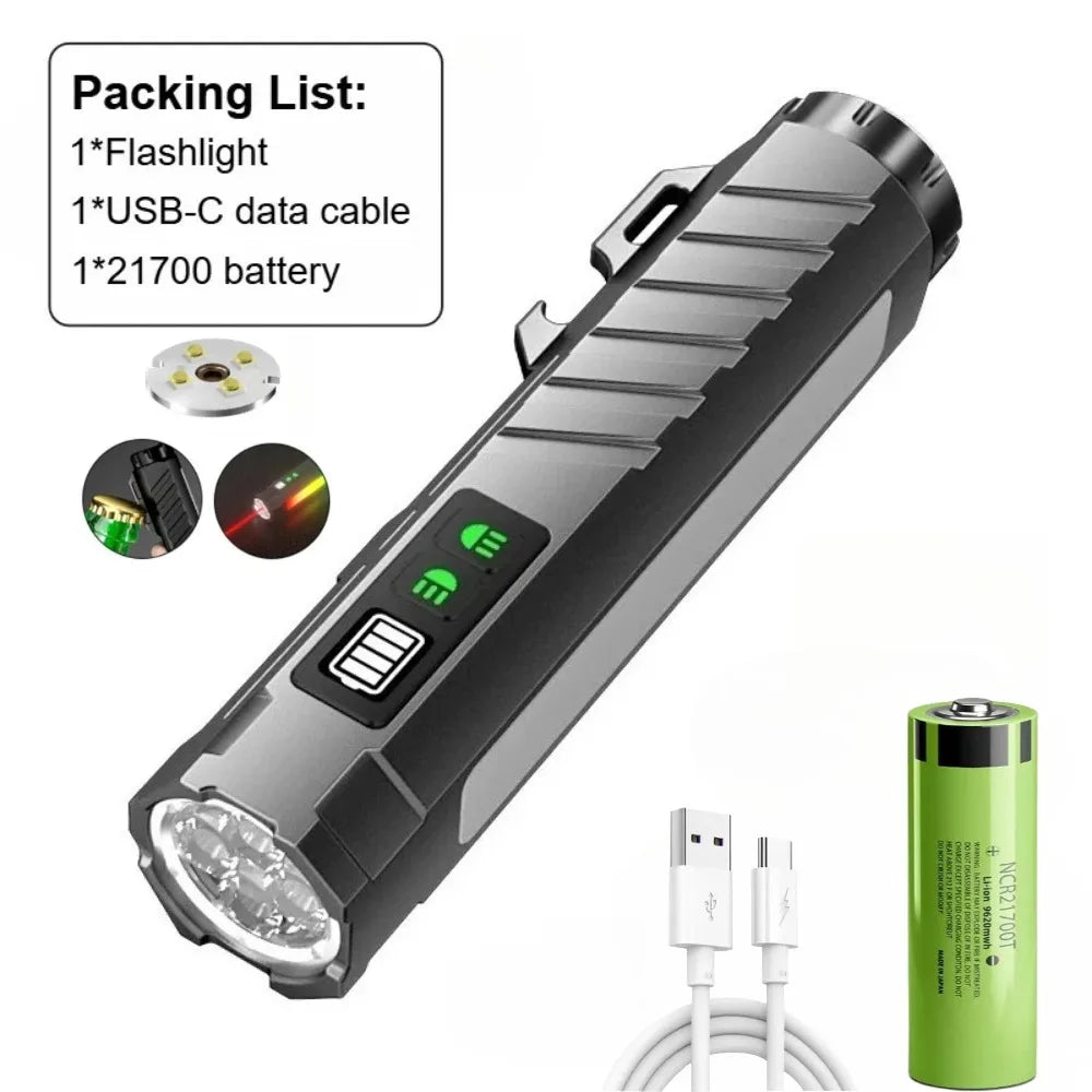 Linterna LED multifuncional de luz intensa, recargable, con luz de neón multicolor y base magnética, ideal para inspecciones y uso al aire libre
