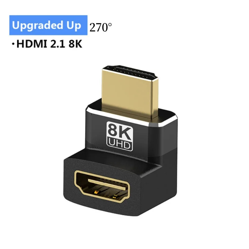 MIZIQIER 8K HDMI 2.1-adapter med 90°/270° vinkel, hanstik til hunstik, 8K 60 Hz, 4K 120 Hz, 48 Gbps, kompatibel med PS5/4, HDTV, Roku, TV-stick og pc