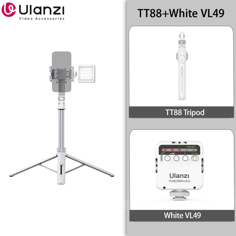 Ulanzi TT88 Trépied perche à selfie de 1,44 m avec pince magnétique et télécommande sans fil, trépied d'extension pour livestreaming et vlogging