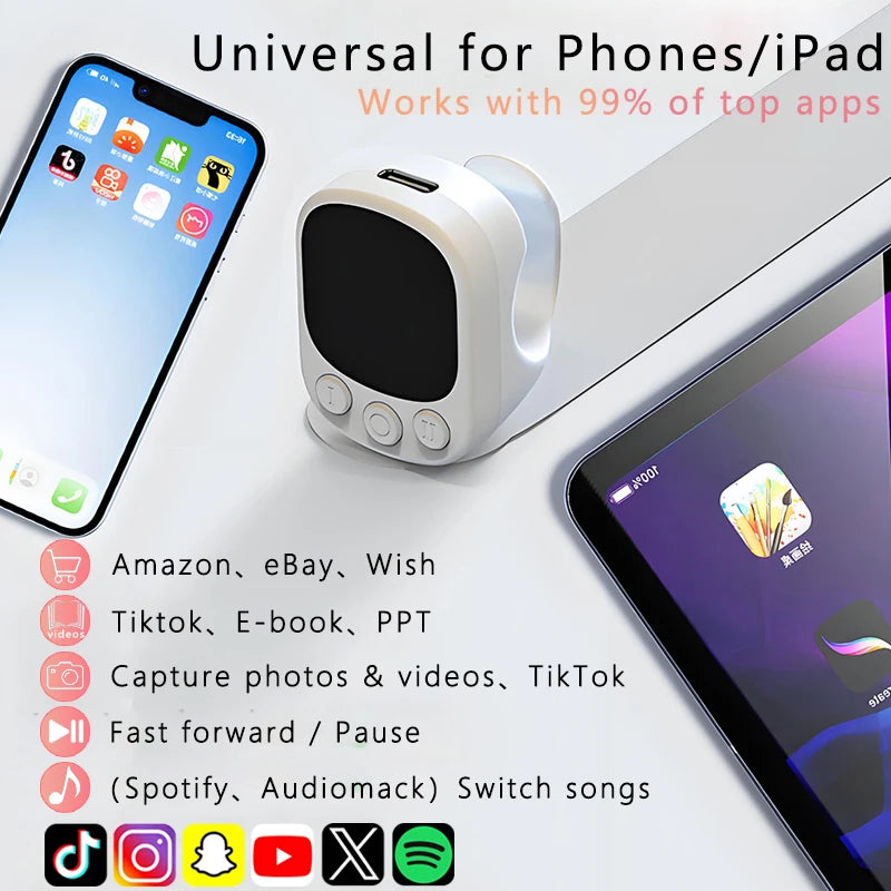 Mouse Ring Remote Control with Touchpad,Smart Automatic Screen Clicker Device?Continuous Clicker?Scrolling Ring Remote Control S