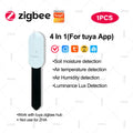 Zigbee-sensor til registrering af jordfugtighed, temperatur, luftfugtighed og lysstyrke, intelligent jordtester med fugtighedssensor til Tuya-appen og Zigbee2MQTT