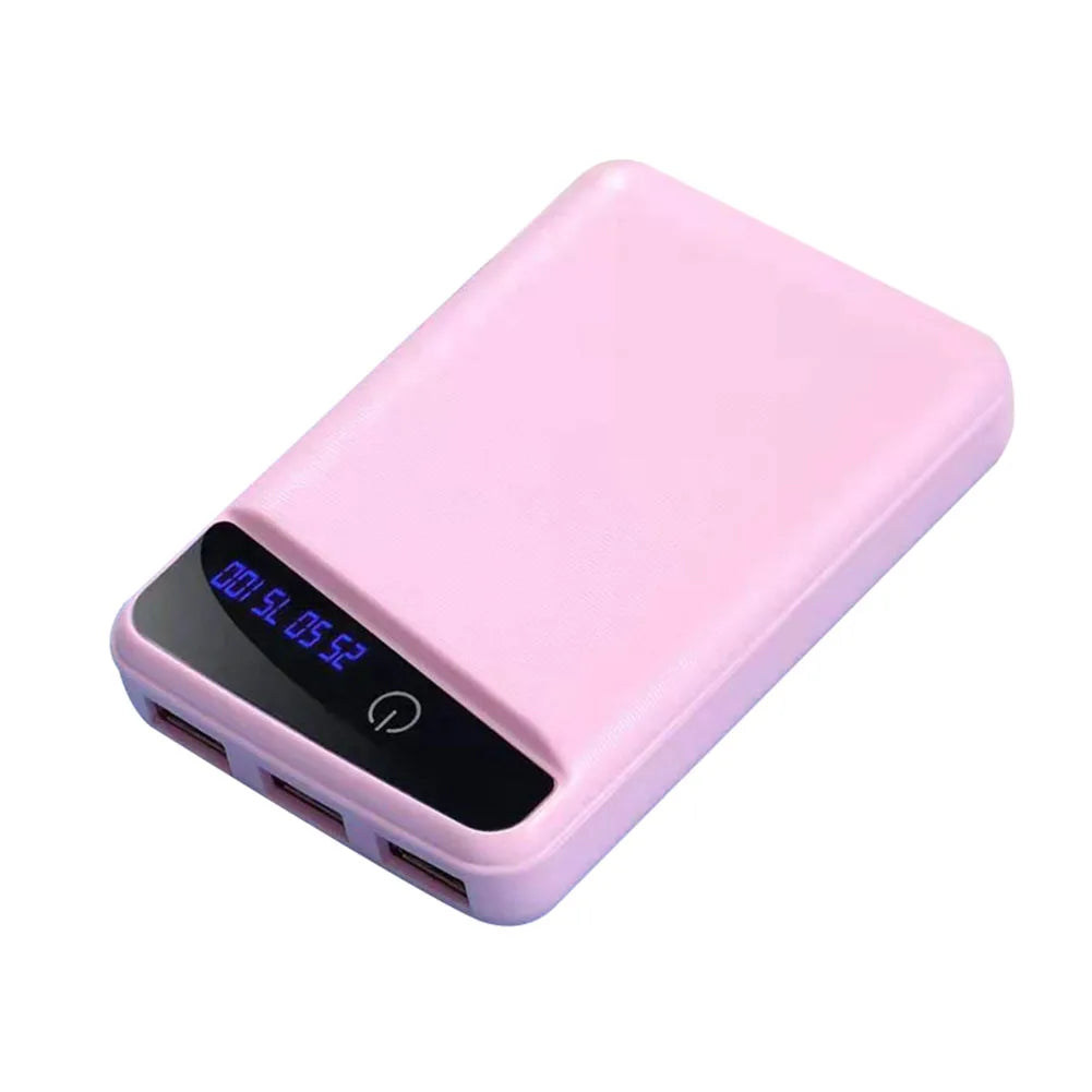 DIY-powerbankboks, genopladeligt batteri-etui med fladt hoved, oplader og ydre etui til mobiltelefon og tablet