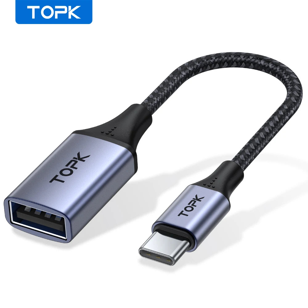 Cable adaptador TOPK USB-C a USB-A OTG, con conector macho tipo C a conector hembra USB 3.0/2.0, para MacBook Pro y Samsung