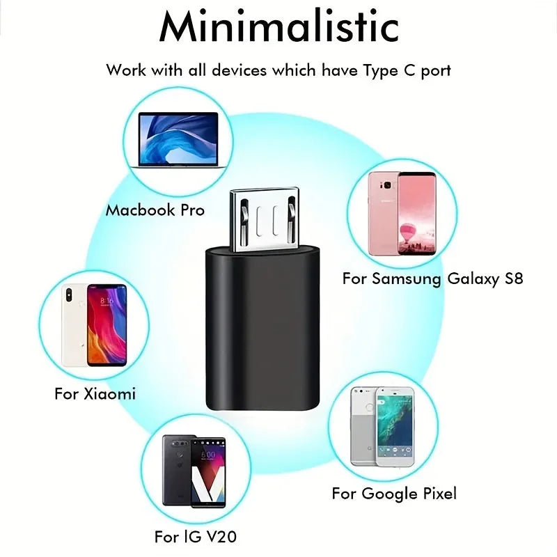 8pcs USB to USB C Adapter, USB Type C Female to USB Adapter, Micro USB to USB C Female Male Converter Connector, for Laptop Car