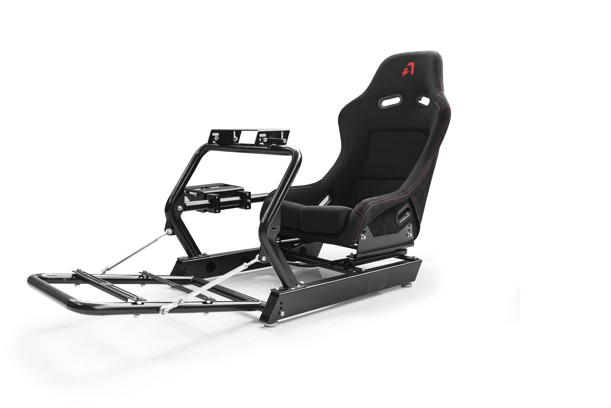 Cabina de simulación de carreras AZRACING INSPIRE, versión con asiento estándar: 7 años de experiencia en simulación de carreras, estructura de acero con alto contenido de carbono de alta resistencia,