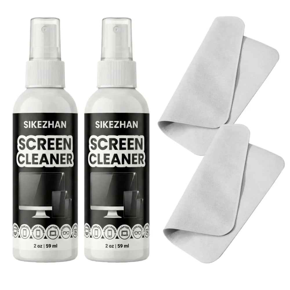 Kit limpiador de pantallas SIKEZHAN con paño de pulido: spray sin dejar marcas para MacBook, iPad, iPhone, portátiles, monitores y televisores (2oz)
