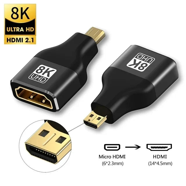 MIZIQIER 8K HDMI 2.1-adapter med 90°/270° vinkel, hanstik til hunstik, 8K 60 Hz, 4K 120 Hz, 48 Gbps, kompatibel med PS5/4, HDTV, Roku, TV-stick og pc