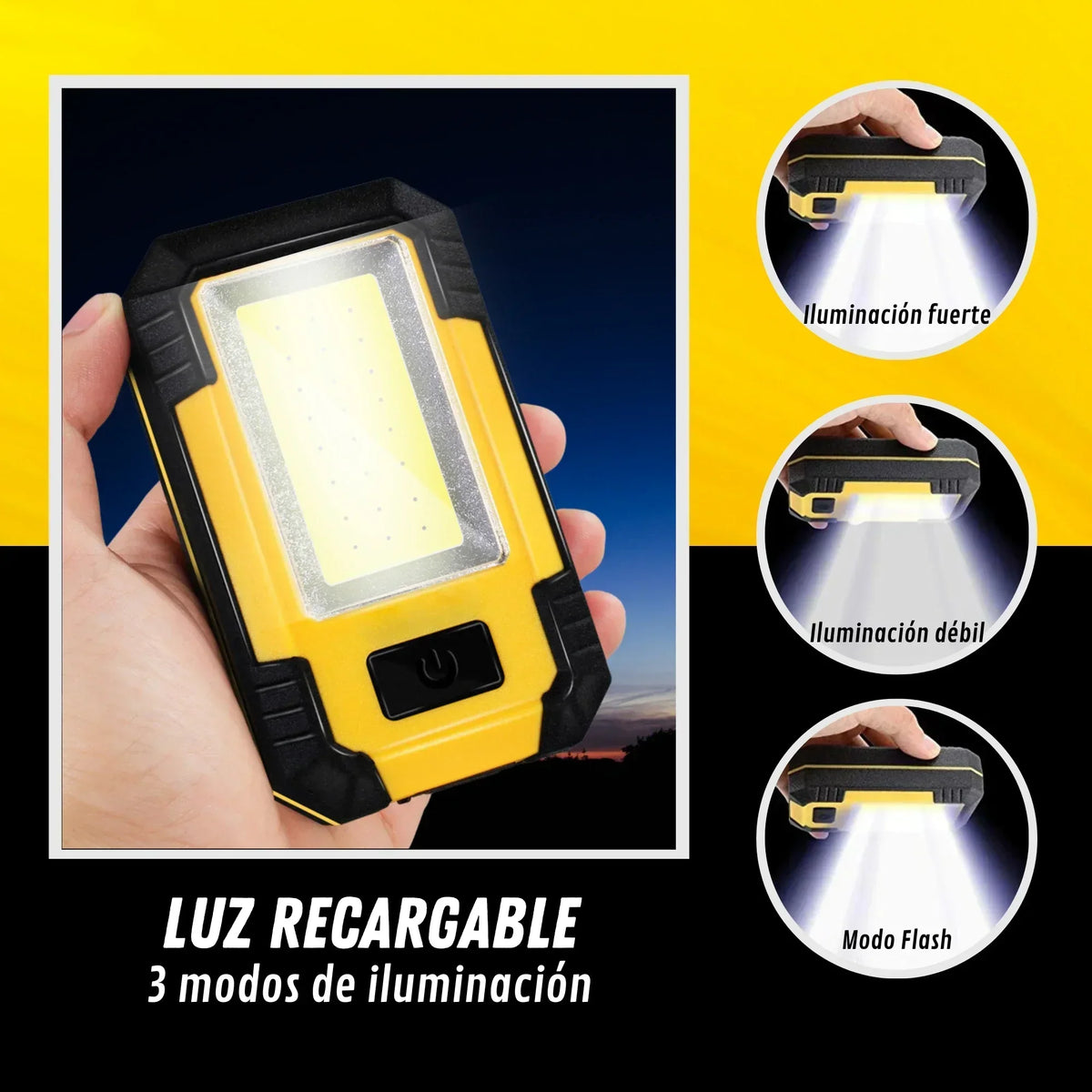 Portable 4000MaH Rechargeable Work Light Super Bright COB Flashlight With Magnetic/Hook Camping Lantern For Outdoor Emergency