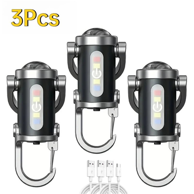 Portable Keychain Light Mini Keyring Flashlight Rechargeable Waterproof Pocket COB Work Lamp for Outdoor Hiking Outdoor Fishing