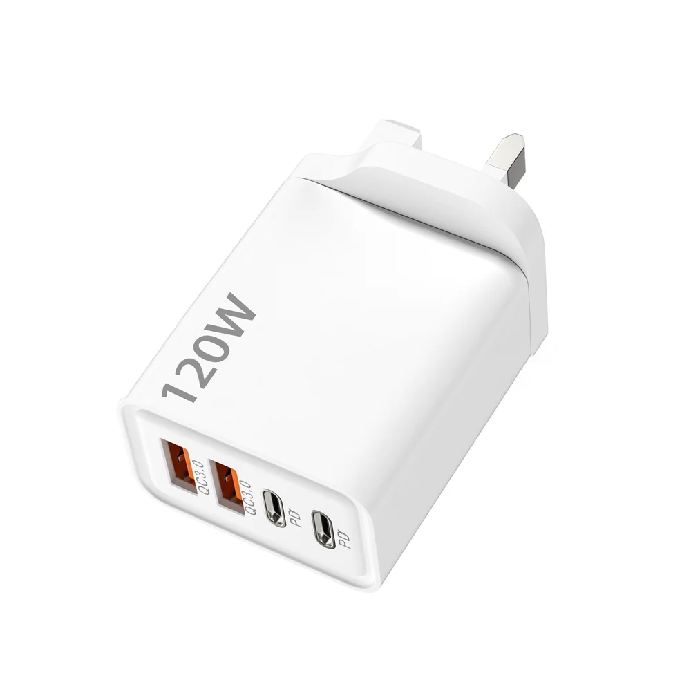 120W 4 Port USB C Charger Type C Fast Charging Phone Charger Power Adapter For iPhone Samsung Xiaomi EU/US/UK Plug Wall Charger