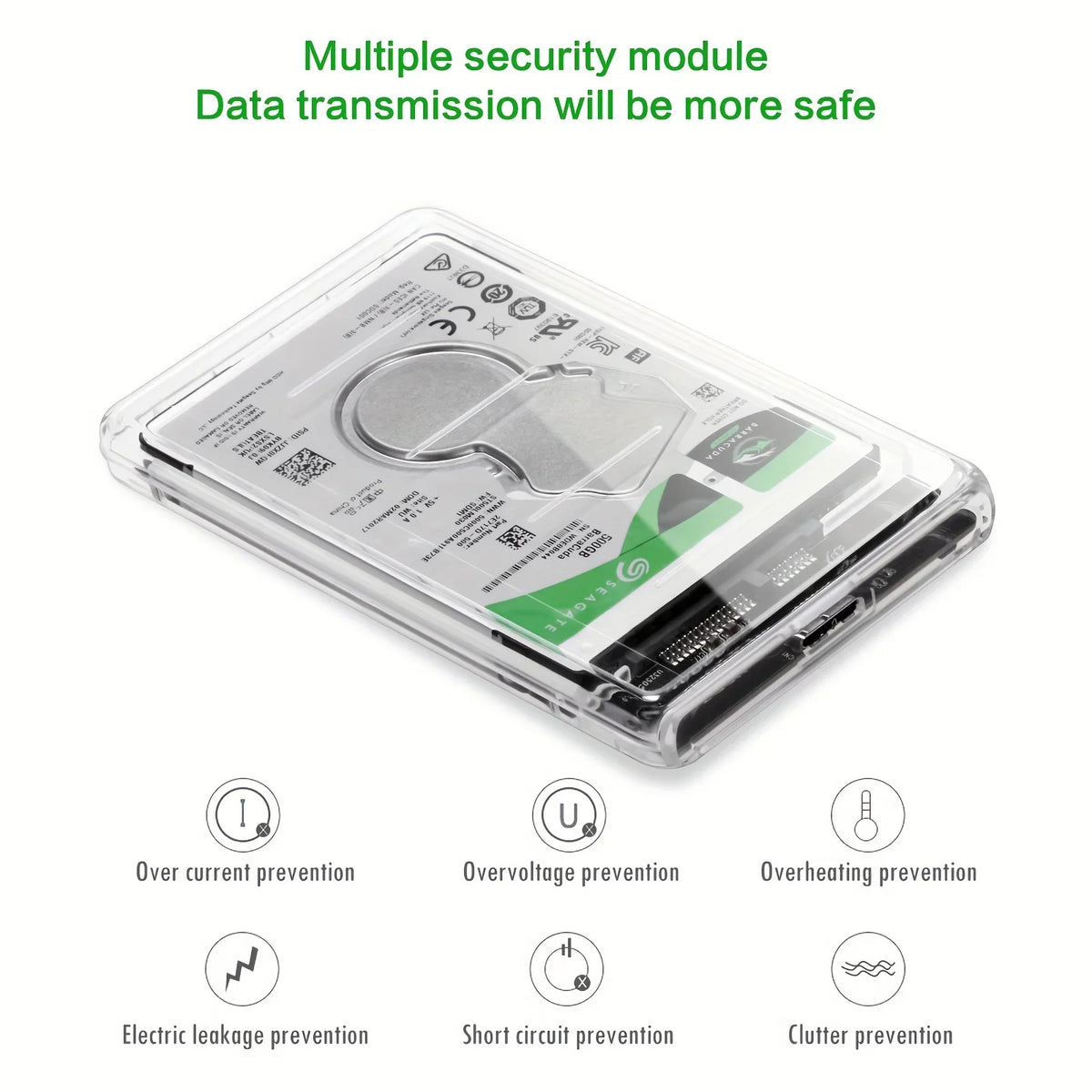 Transparent HDD Case HDD Enclosure 2.5 Inch SSD SATA To USB 2.0 Type-C Adapter Portable External Hard Drive Box Tool-Free