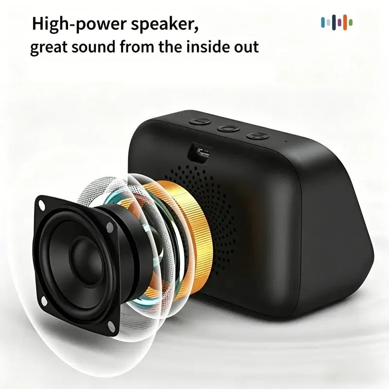 AI-stemmeassistent-Bluetooth-højttaler med RGB-farvebelysning, vækkeur, LED-skærm, vejrur-display og elektronisk højttaler