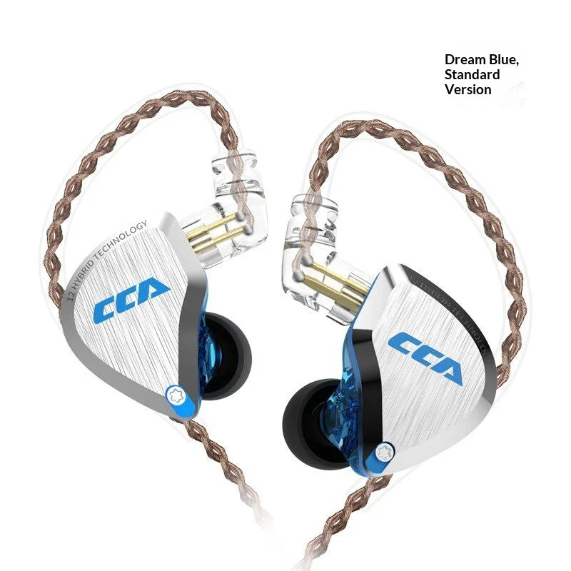 CCA C12 Earphones Hi-Fi Audiophile Grade DIY Hybrid Dynamic & Balanced Armature Wired In-Ear Monitoring Headphones Gifts