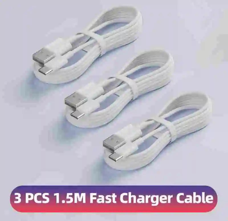 3PCS Type C Super Fast Charging Cable 10A 100W Data Cord for Huawei OPPO Vivo iQoo - Quick Charge USB Cables