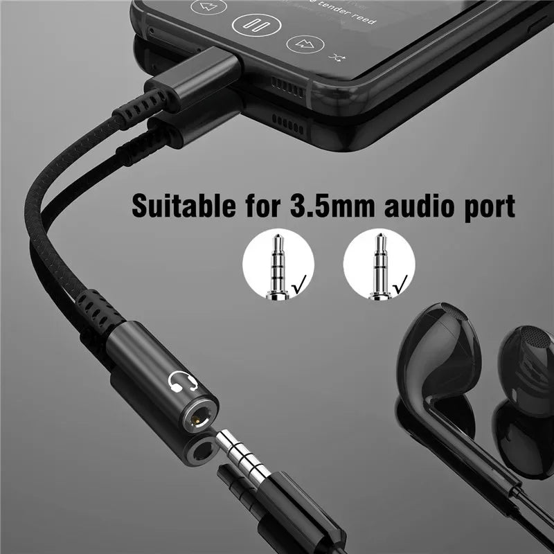 Typ-C-auf-3,5-mm-AUX-Adapter, USB-Typ-C-auf-3,5-mm-Audiokabel, Ohrhörer-Konverter für Samsung, Xiaomi, Redmi, Poco, LG, Huawei und OnePlus