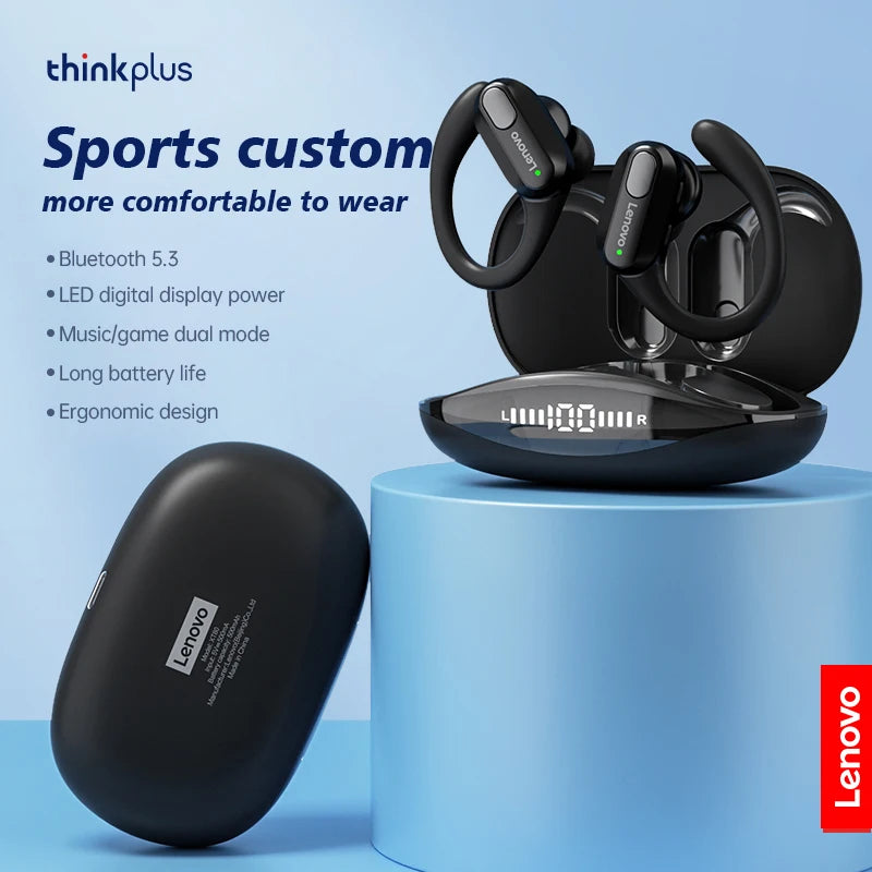 Écouteurs sans fil de sport Lenovo XT80 originaux avec micros, affichage LED de la batterie, son stéréo Hifi, casque Bluetooth 5.3 TWS