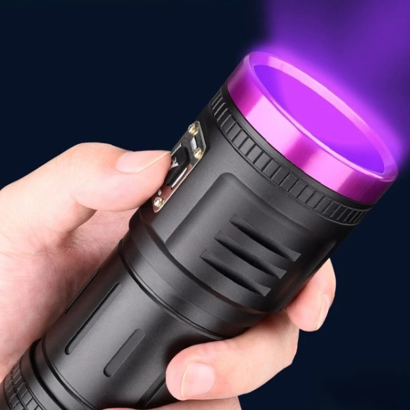 9-kernet 395nm UV-lommelygte, Type-C-genopladelig sortlys-lommelygte, transportabel ultraviolet lampe til detektering af kæleurin og kontrol af pengesedler