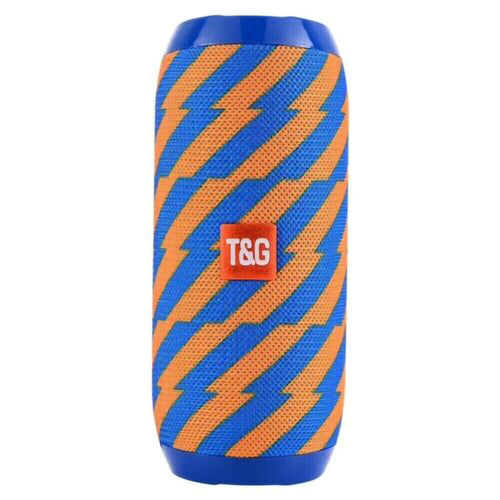Bluetooth Speaker Wireless Waterproof Outdoor Stereo Bass USB/TF/FM in vibrant blue and orange design.