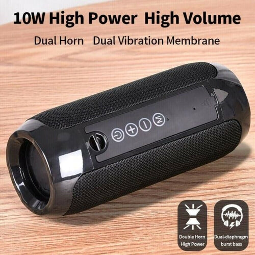Bluetooth Speaker Wireless Waterproof Outdoor Stereo Bass USB/TF/FM with 10W High Power and Dual Horn for enhanced sound