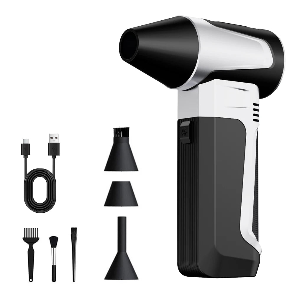 Turbo Fan 130000RPM Car Jet Fan 5 Outlet Nozzles Portable Blowing Snow Cleaning Blower Tool Electric Air Duster Type-C Charging