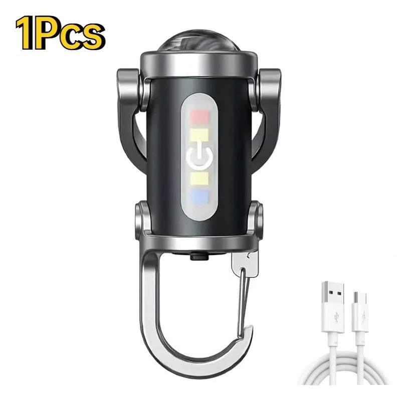 Portable Keychain Light Mini Keyring Flashlight Rechargeable Waterproof Pocket COB Work Lamp for Outdoor Hiking Outdoor Fishing