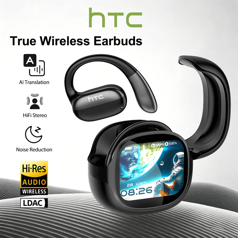 HTC Bluetooth Headset Surround Sound Hi-Fi Stereo Comfort Fit Lightweight Open Ear for Sport Running Wireless Earbuds NE58