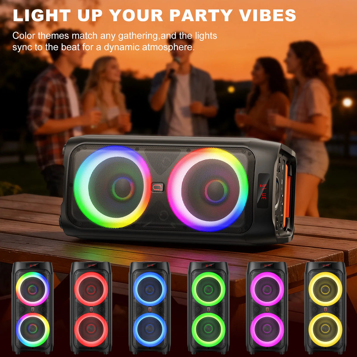 T9 Karaoke Machine with 2 Wireless Microphones, 24" Big Portable Bluetooth Speaker for Adults with Rolling Wheels