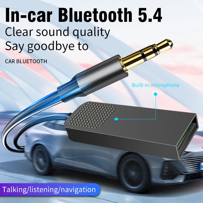 New Bluetooth 5.4 Car AUX Adapter USB To 3.5mm Stereo Hifi Music Wireless Audio Receiver Dongle Handsfree For Car BT Transmit