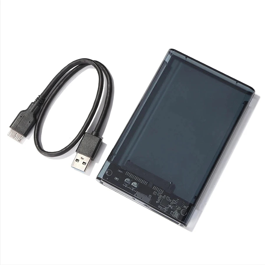 Carcasa transparente para HDD, caja externa para SSD de 2,5 pulgadas, adaptador SATA a USB 3.0 Tipo-C 3.1, caja portátil para disco duro externo, sin herramientas