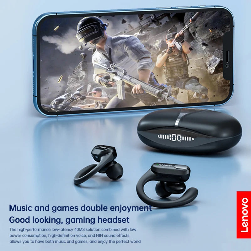 Écouteurs sans fil de sport Lenovo XT80 originaux avec micros, affichage LED de la batterie, son stéréo Hifi, casque Bluetooth 5.3 TWS