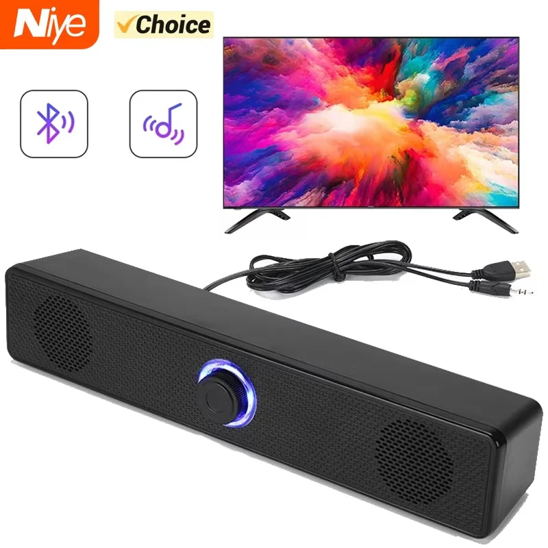 Home Theater Bluetooth Soundbar with Subwoofer 4D Surround Strong Bass Wired Stereo Speaker for TV Computer