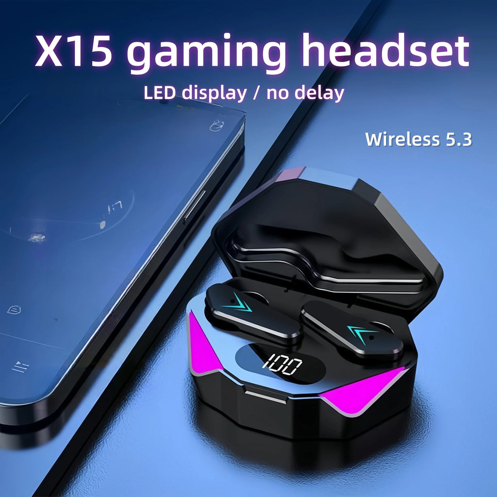 X15 TWS Casque sans fil Bluetooth Affichage LED Écouteurs Gamer avec micro Casque sans fil Écouteurs Bluetooth antibruit