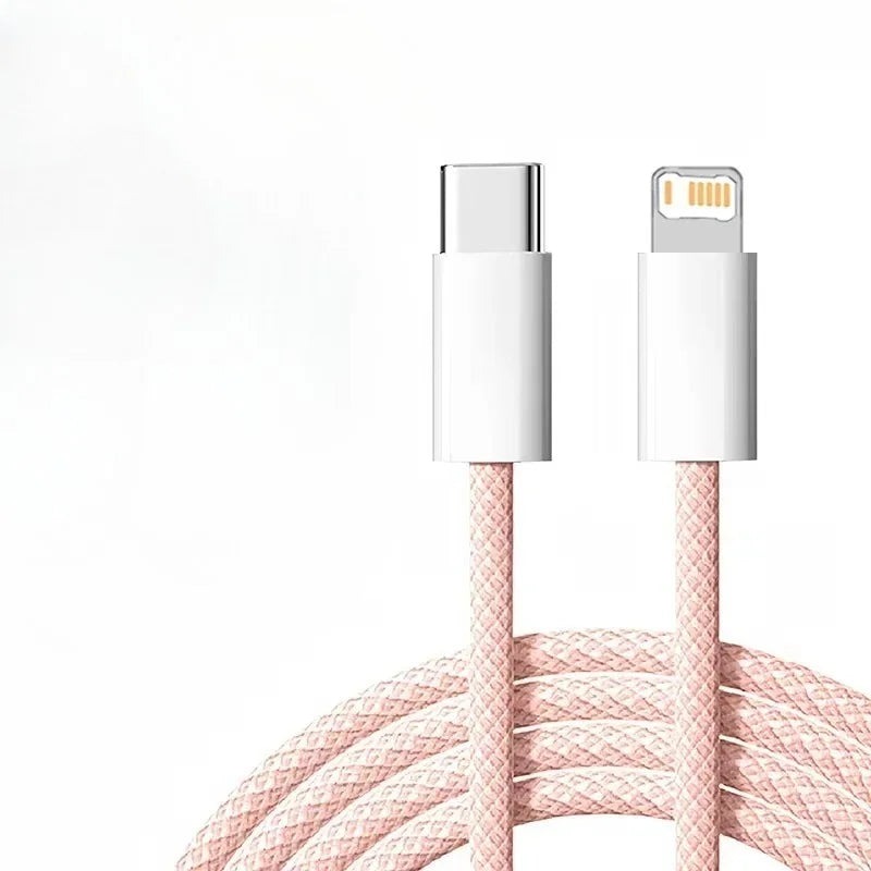 1m 2mPD Braided 35W Fast Charge Cable For iPhone 13 14 Pro Max 11 12 mini X XR XS Max 7 8 Plus Quick Charging USB-C Data Cables