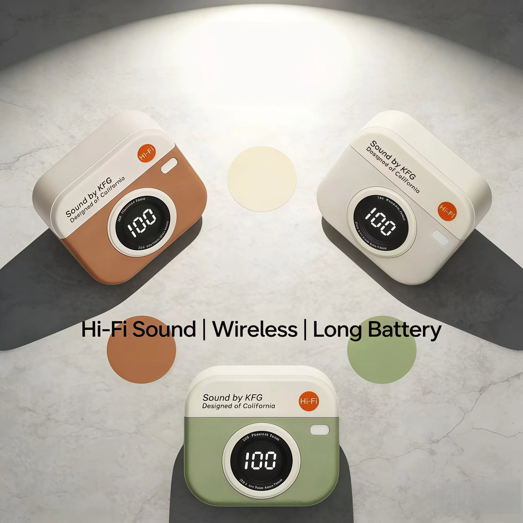 Wireless Bluetooth headphones retro camera creative battery level display music headphones long-lasting battery life