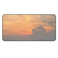 Golden Horizon Desk Mat showcasing a beautiful sunset design, size 15.5" × 31", perfect for gamers and desktop enthusiasts.