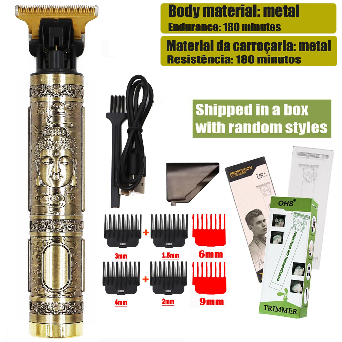 OHS Electric Hair Clipper Professional USB Cordless Clipper Professional Beard Trimmer Haircut Grooming Kit Hair Cutting Machine