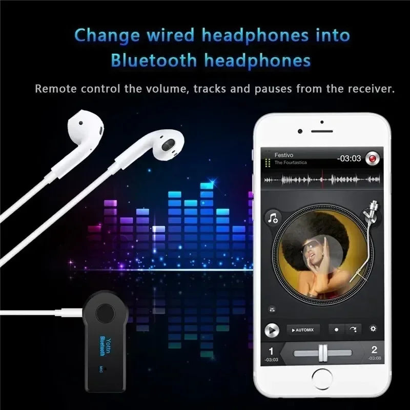 Bluetooth 5.0 Wireless Audio Receiver 3.5mm AUX Car Adapter Hands-Free Call Stereo Music Converter Wireless Audio Adapter in Car