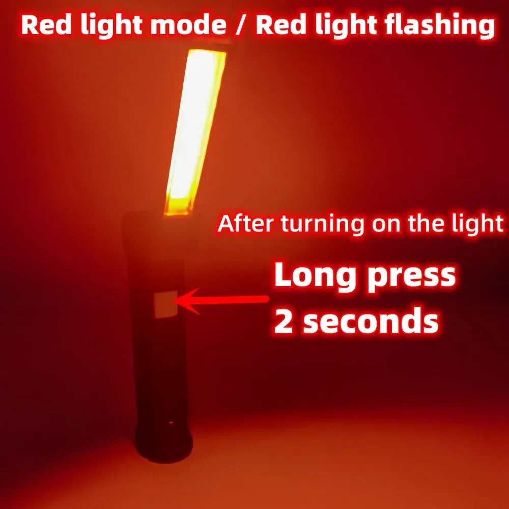 Portable COB LED Flashlight USB Rechargeable Work Light Magnetic Lanterna Hanging Lamp with Built-in Battery Camping Torch