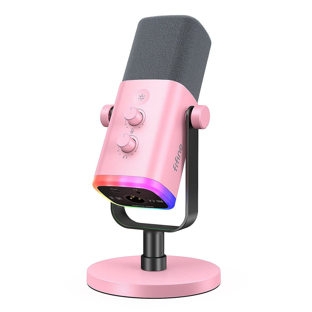 Micrófono dinámico USB/XLR FIFINE con control RGB, conector para auriculares y silenciador, micrófono para juegos, grabación y streaming en PC, AmpliGame-AM8