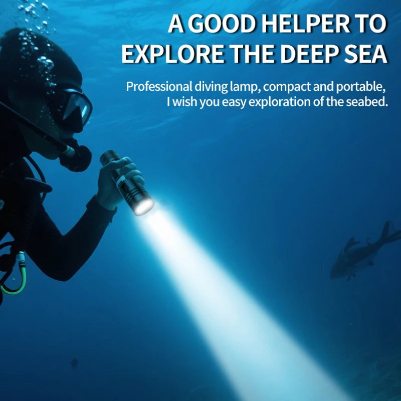 Linterna de buceo D117 de aluminio, impermeable IPX8, LED para buceo, luz para submarinismo de 100 m, farol impermeable LED para camping y pesca