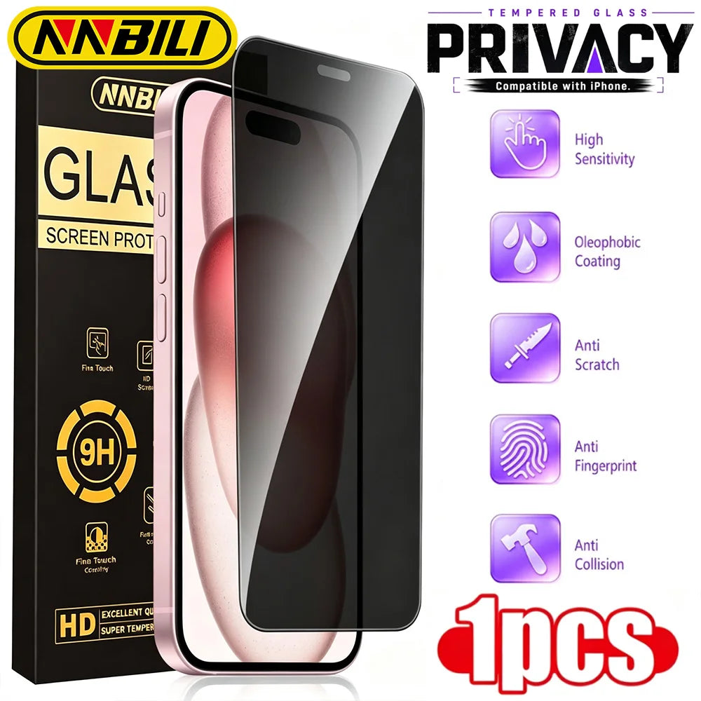 NNBILI 1PCS Anti-Spy Glass,for iPhone 18 17 16 15 14 13 12 11 Pro Max 12 13 Mini 18 16 17 Pro X XS XR  Privacy Screen Protector