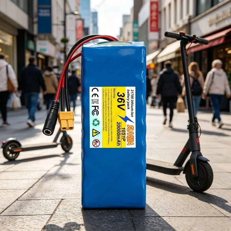 36V 20Ah 21700 Li-ion Battery Pack, 10S1P Electric Scooter Battery with XT60/DC Connector for 250W-500W Motor BMS Protection
